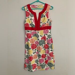 Boden Women’s Floral Hydrangea Print Notch Neck Dress 100% Cotton Size 6